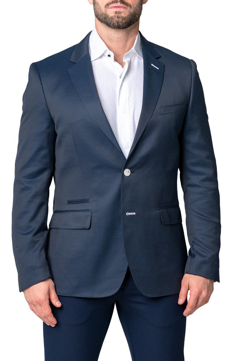 Maceoo Socrates Ponton Blue Geo Pattern Sport Coat, Main, color, Blue