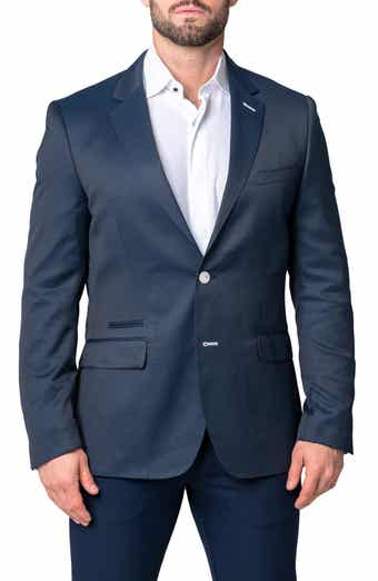 Maceoo Socrates Ponton Blue Geo Pattern Sport Coat