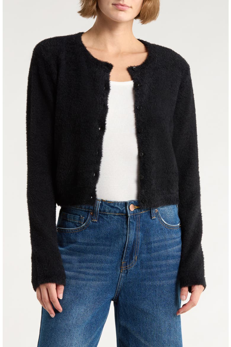 Eyelash Knit Cardigan, Main, color, BLACK