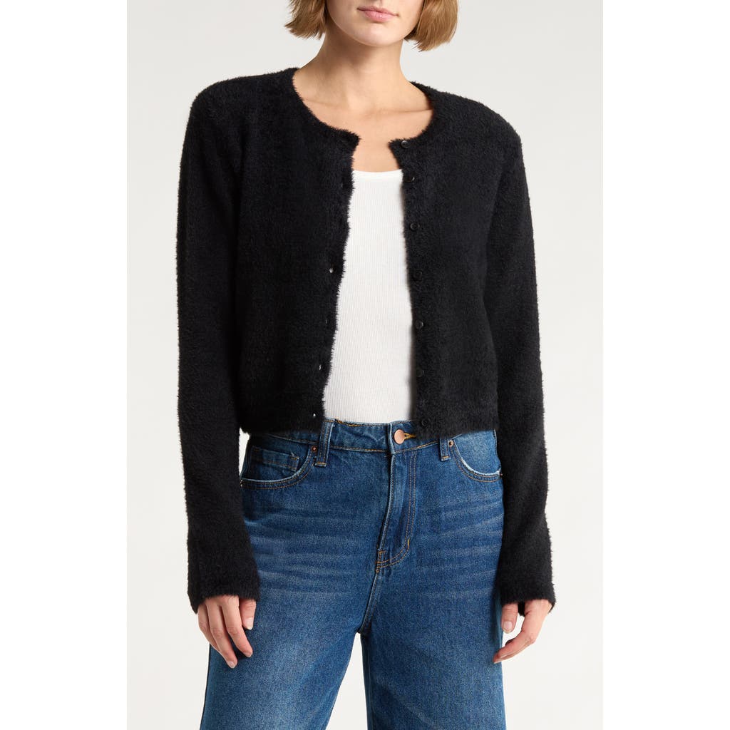 Abound Eyelash Knit Cardigan In Black