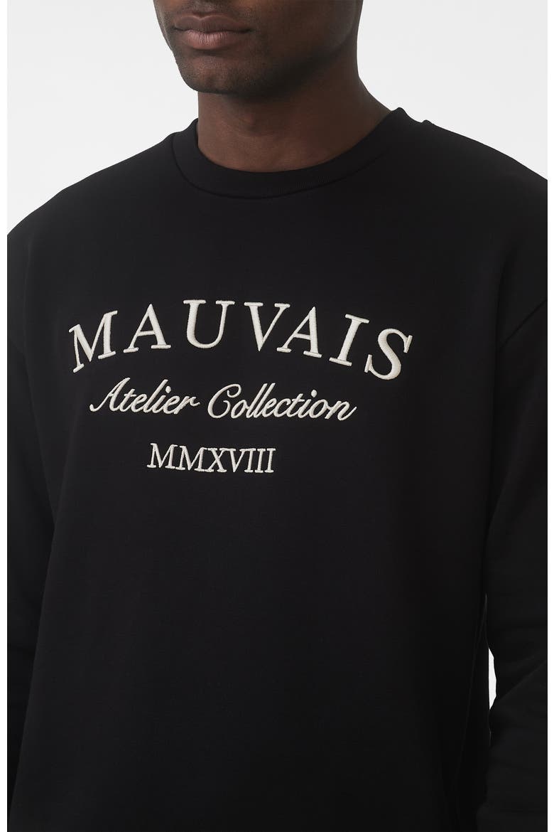 Ricamo Regular Logo Crew Sweatshirt, Alternate, color, Black