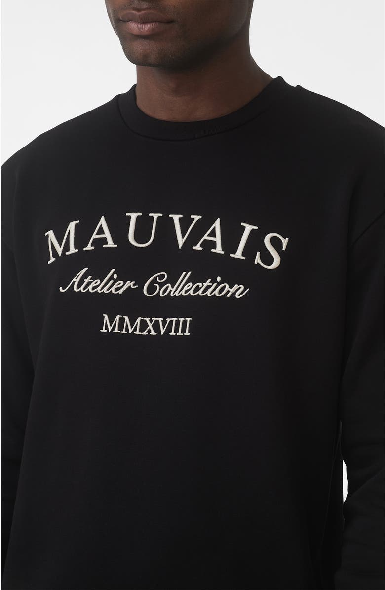 MAUVAIS Ricamo Regular Logo Crew Sweatshirt, Alternate, color, Black