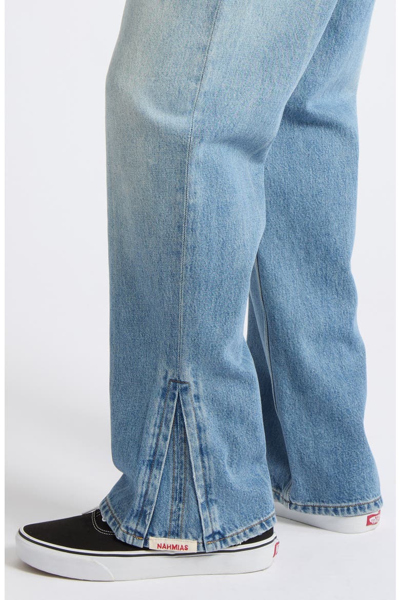 Split Cuff Straight Leg Jeans, Alternate, color, LIGHT INDIGO WASH DENIM