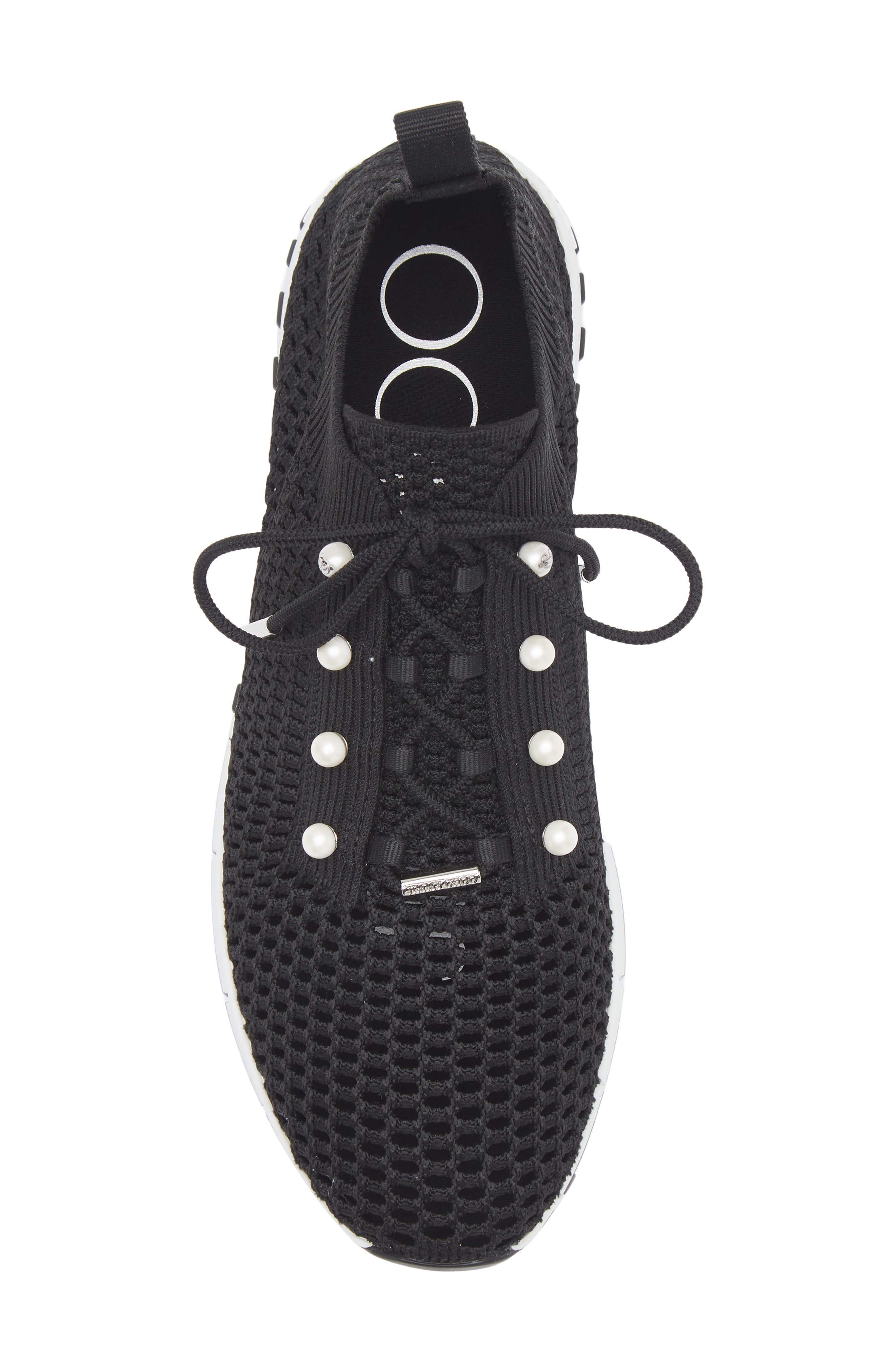 Jimmy Choo Veles Faux Pearl Knit Sneaker, Alternate, color, Black Mix