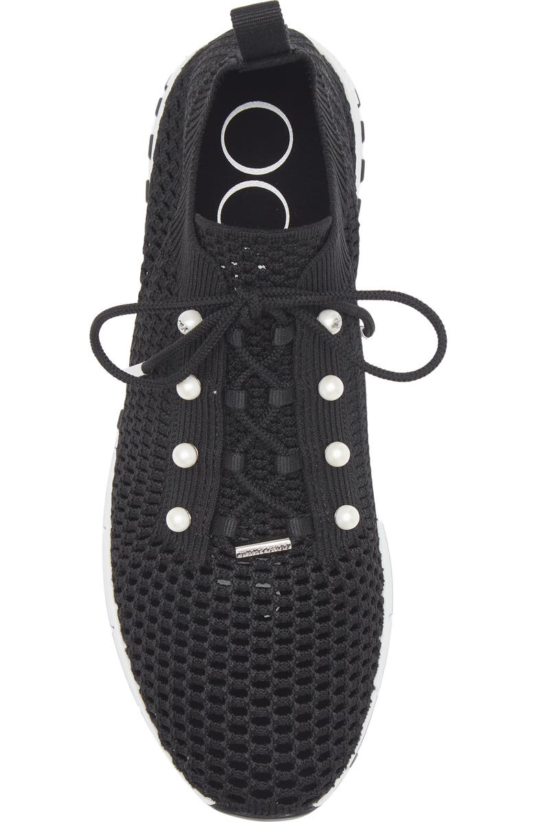 Jimmy Choo Veles Faux Pearl Knit Sneaker, Alternate, color, Black Mix