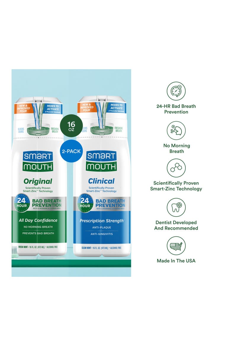 Dual-Solution Zinc Activated Mouthwash Bundle Fresh Mint 16 fl oz Each, Alternate, color, Fresh Mint