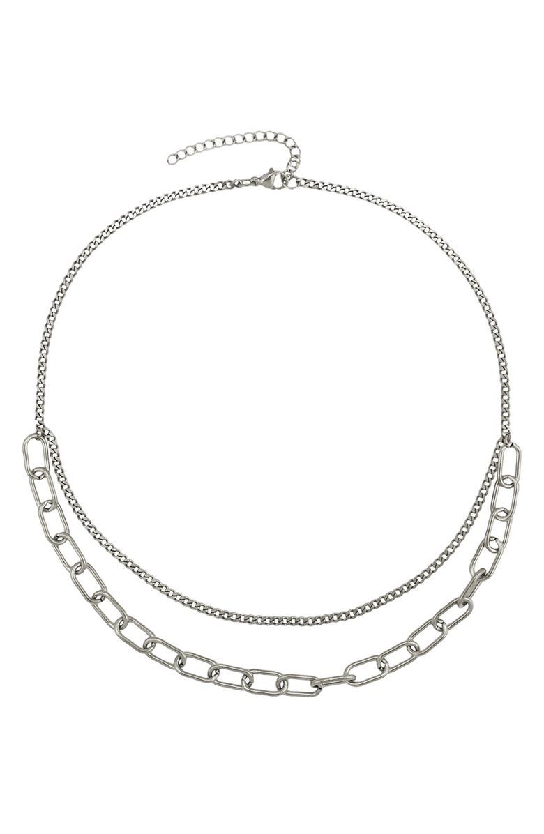 REBL Gender Inclusive Double Layer Paperclip Chain Necklace, Main, color, Silver