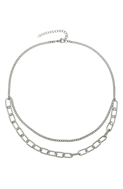 Gender Inclusive Double Layer Paperclip Chain Necklace