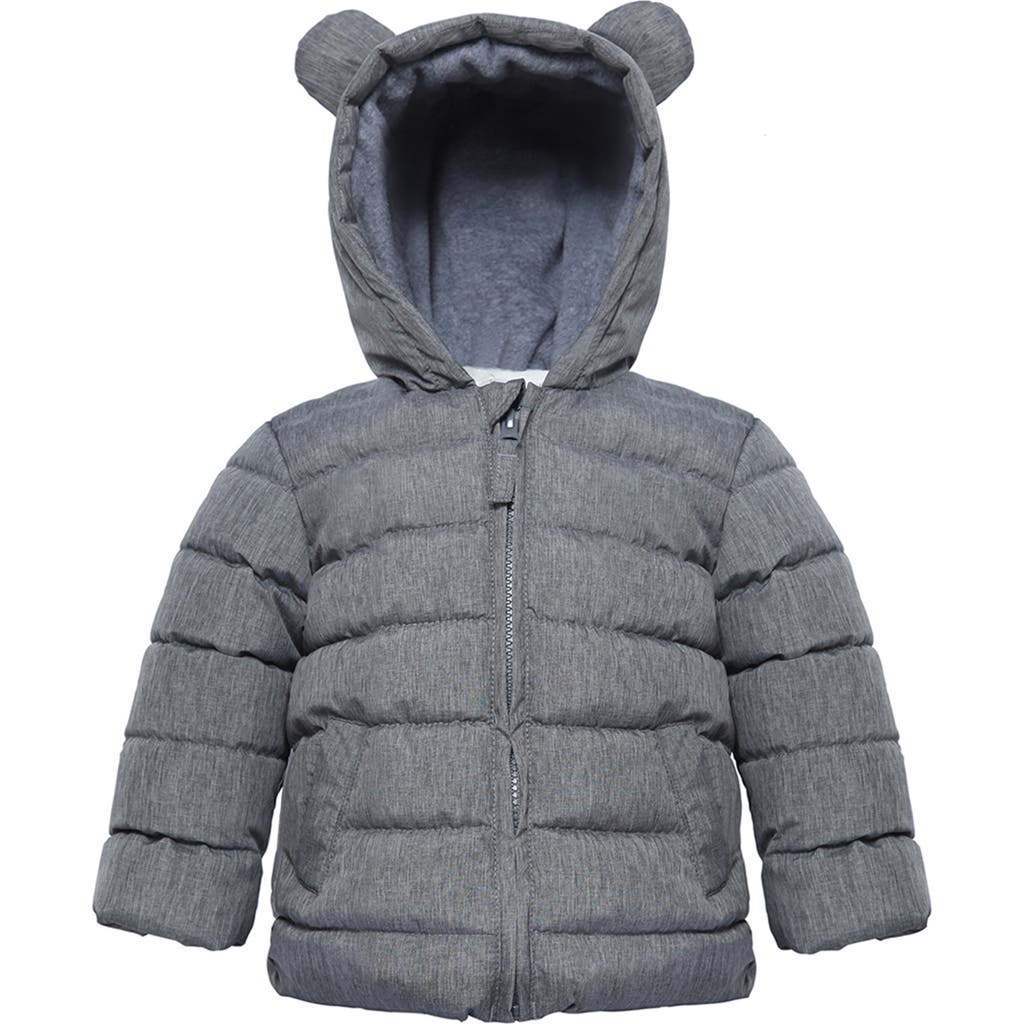 Rokka&Rolla Bear Fleece Hooded Puffer Jacket in Gray Textured  product