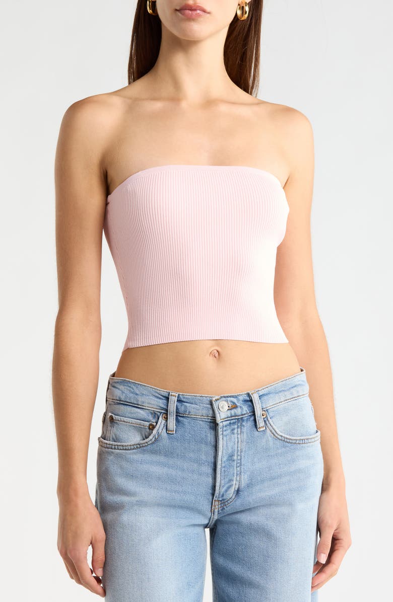 ASTR the Label Jasmyn Rib Crop Tube Top 
Bolero Set, Alternate, color, Soft Pink