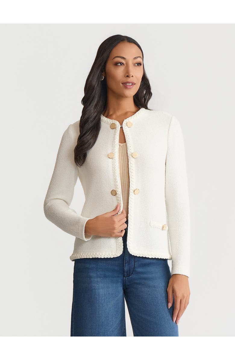 Misook Relaxed Lightweight Soft Tweed Knit Jacket, Alternate, color, New Ivory