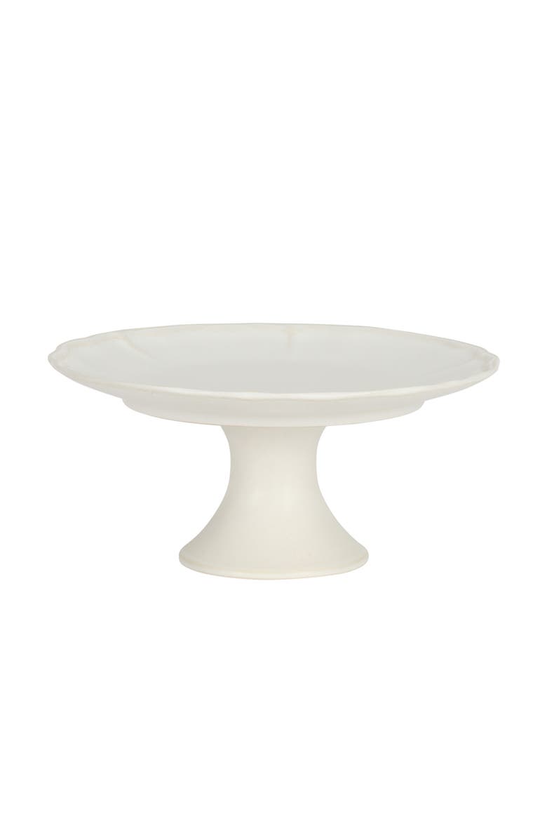 Vista Rossio Ceramic Cake Stand with Scalloped Rim, Main, color, White