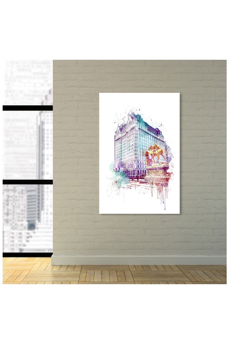 Plaza Night Canvas Wall Art, Alternate, color, WHITE