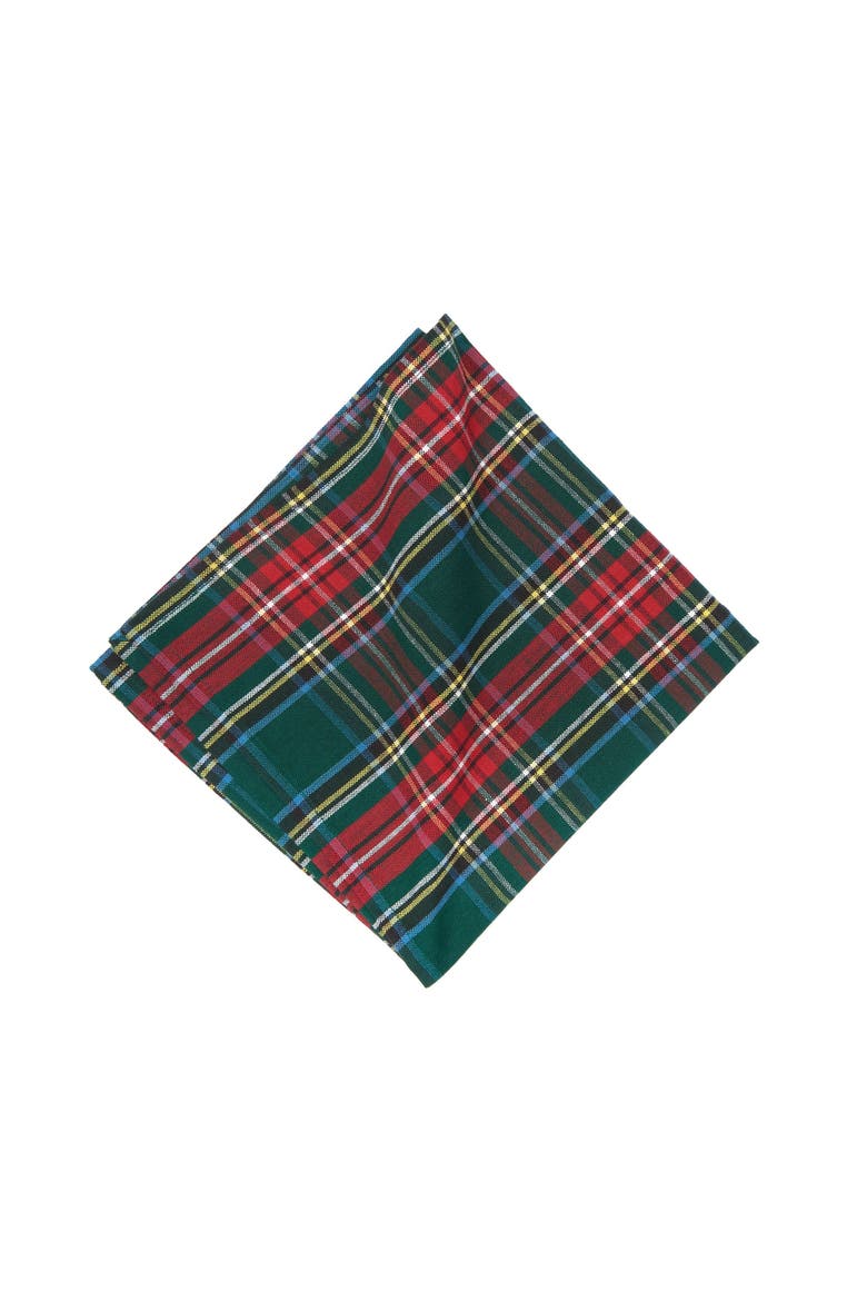 Weston Plaid Napkin, Main, color, Green