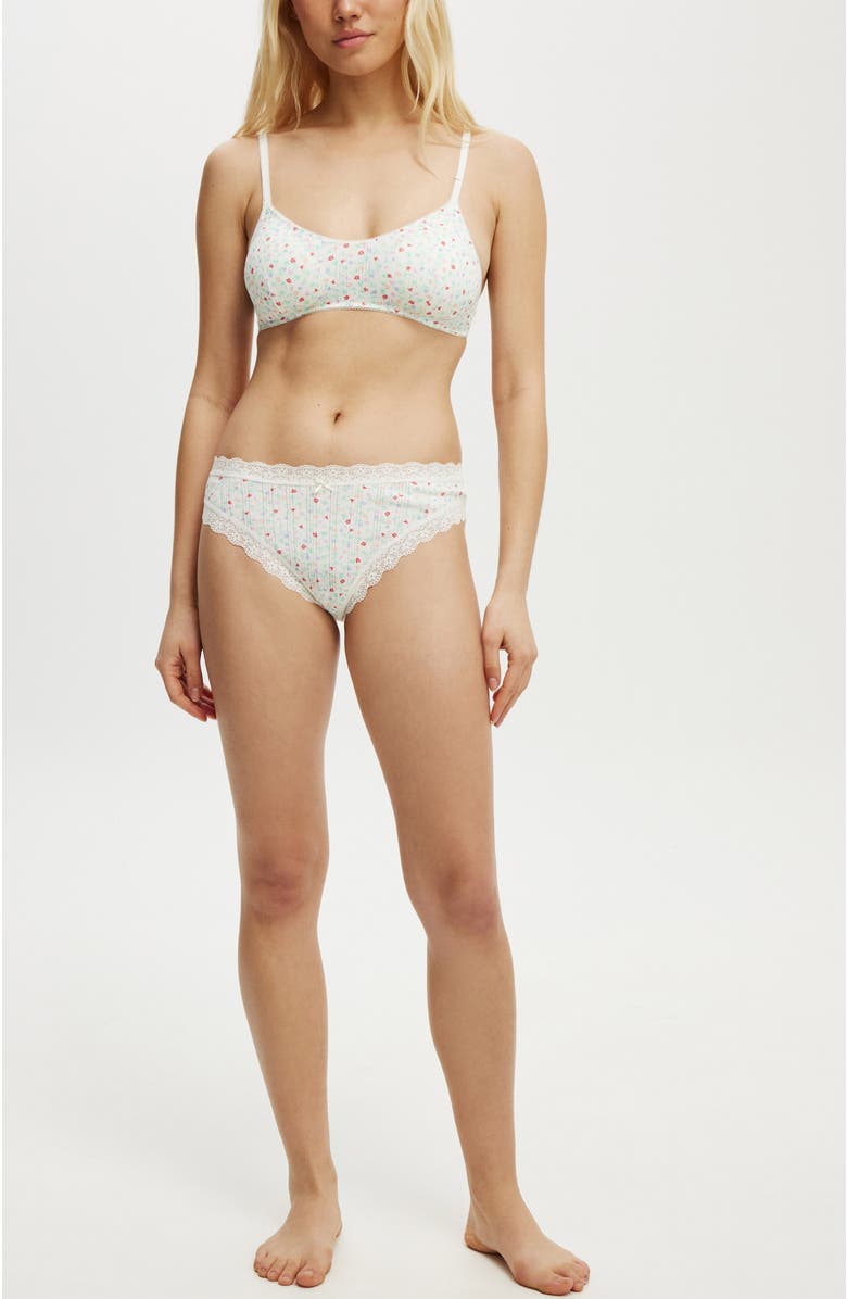 COTTON ON BODY Women's Organic Cotton Pointelle Bralette, Alternate, color, 