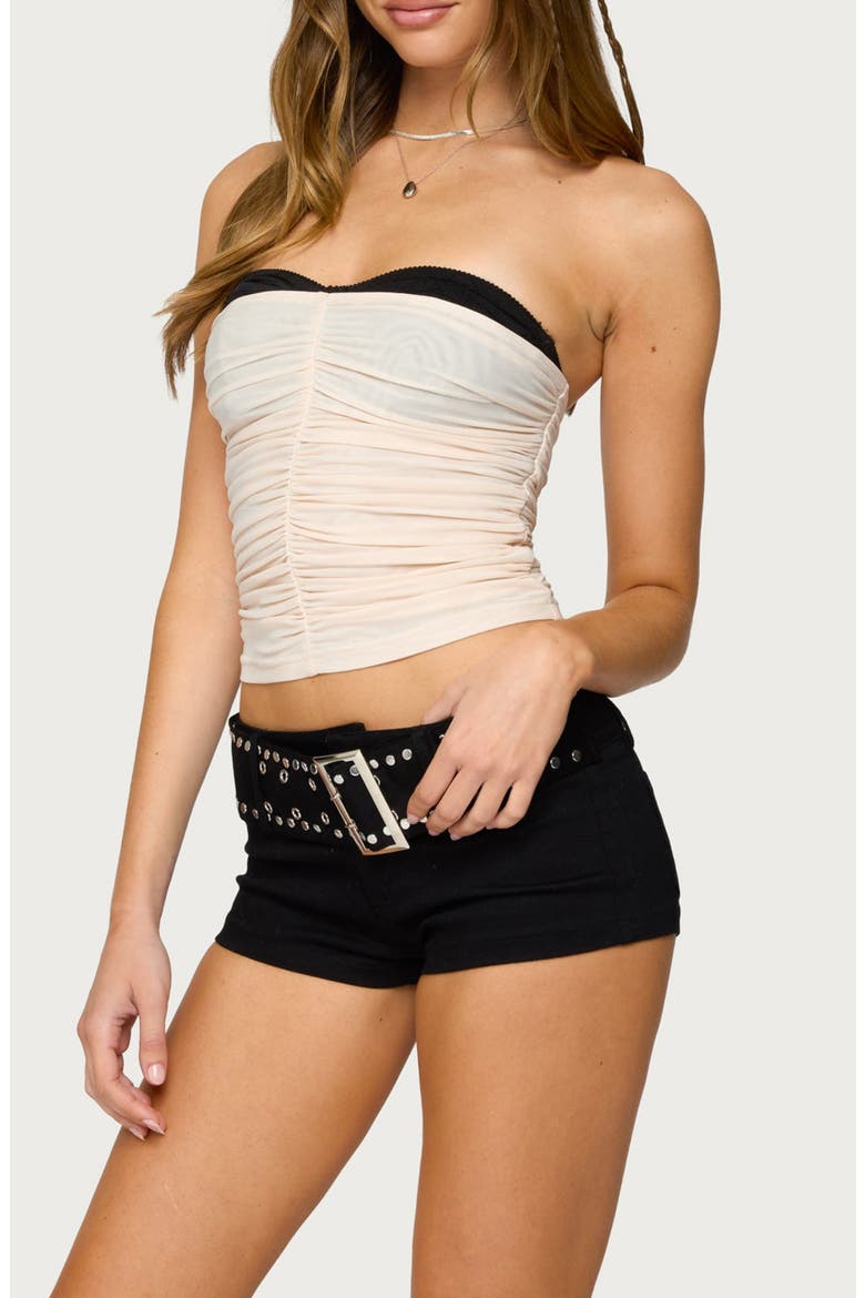 Ruched Mesh Bra Top, Alternate, color, CREAM