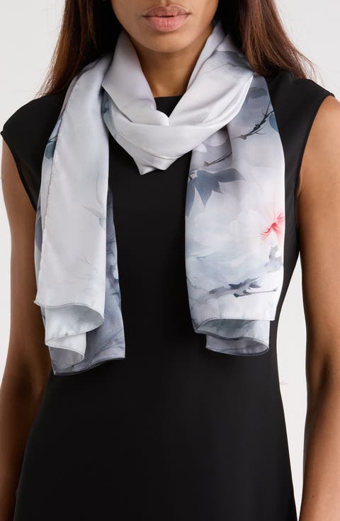 Floral Print Silk Scarf
