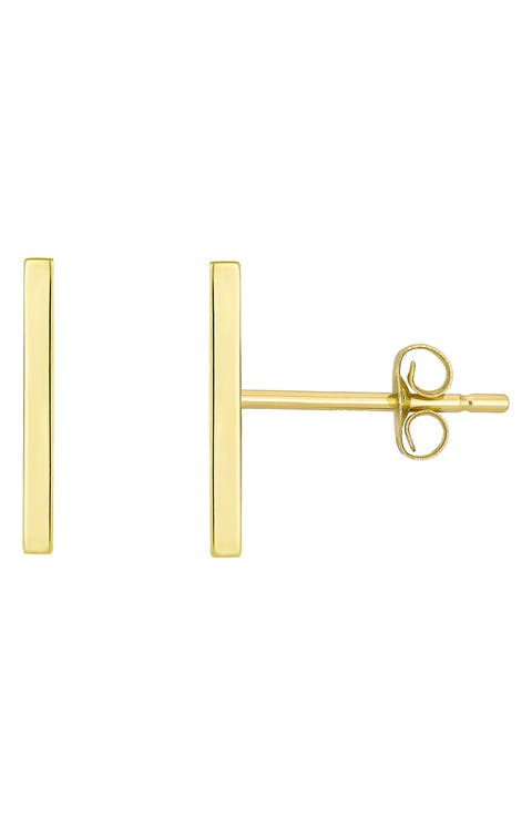 10K Gold Bar Stud Earrings
