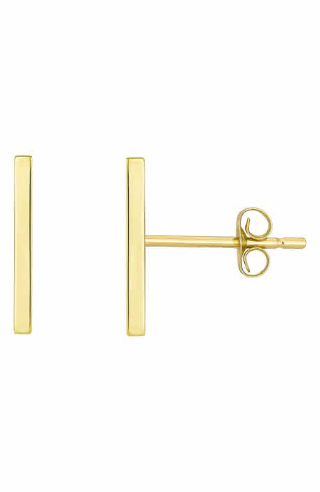 CANDELA JEWELRY 10K Gold Bar Stud Earrings