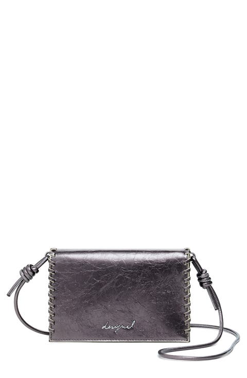 Metallic Faux Leather Crossbody Bag