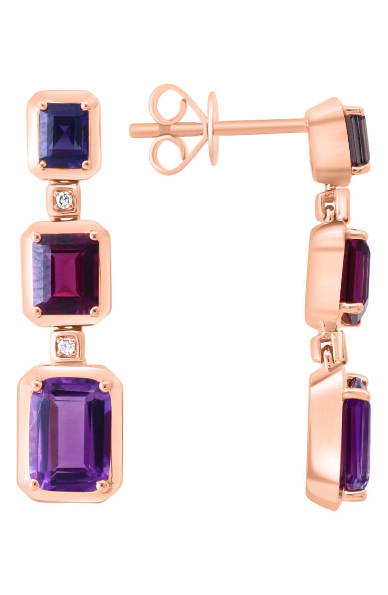 EFFY 14K Rose Gold Diamond & Gemstone Link Drop Earrings, Alternate, color, 