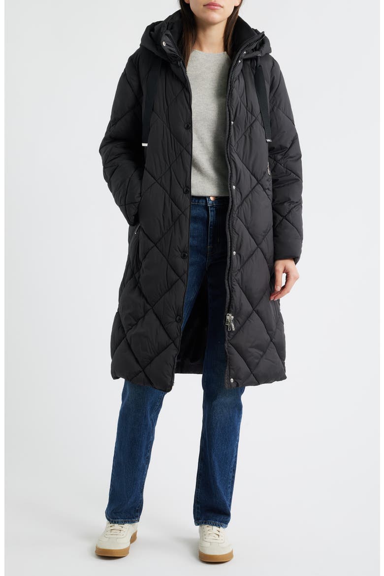Hooded Puffer Coat, Main, color, BLACK