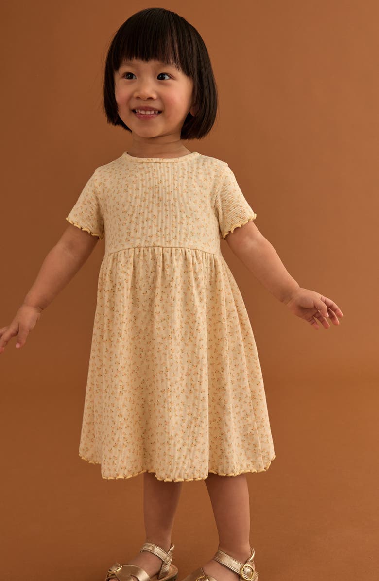 NEXT Kids' Floral Rib Dress, Alternate, color, Pink