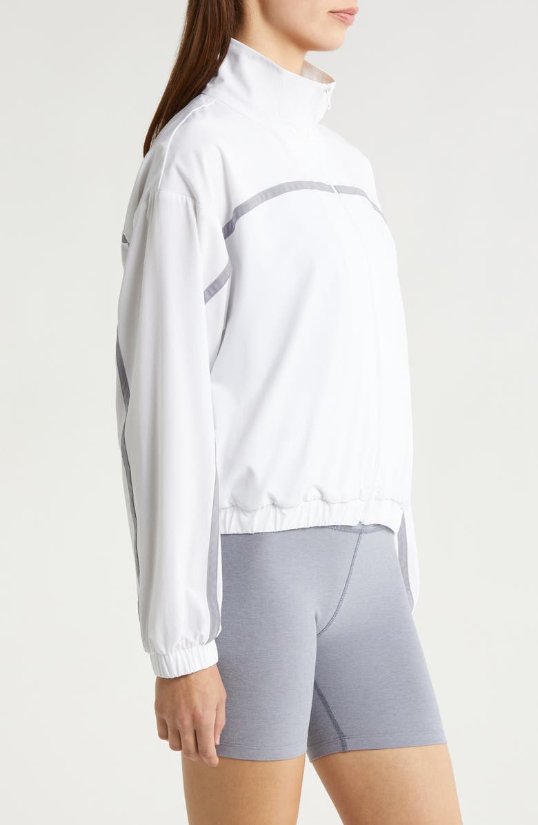 Beyond Yoga Go Retro Track Jacket, Alternate, color, True White/Cloud Gre