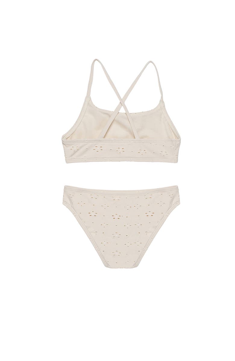 Gottex Kids Little Lace Criss Cross Strap Swim Set, Alternate, color, Ivory