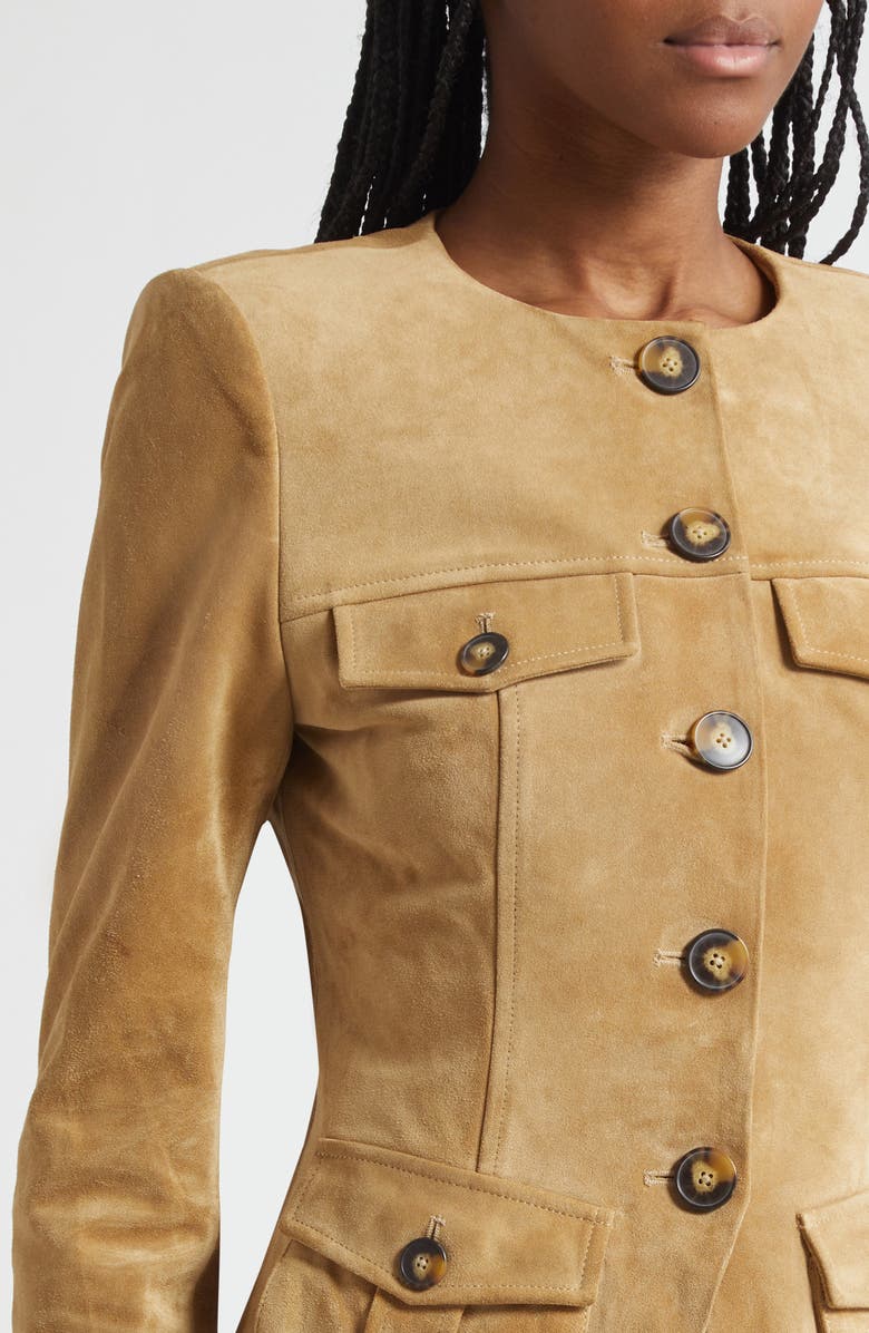 Veronica Beard Orrin Suede Cargo Jacket, Alternate, color, Desert Khaki