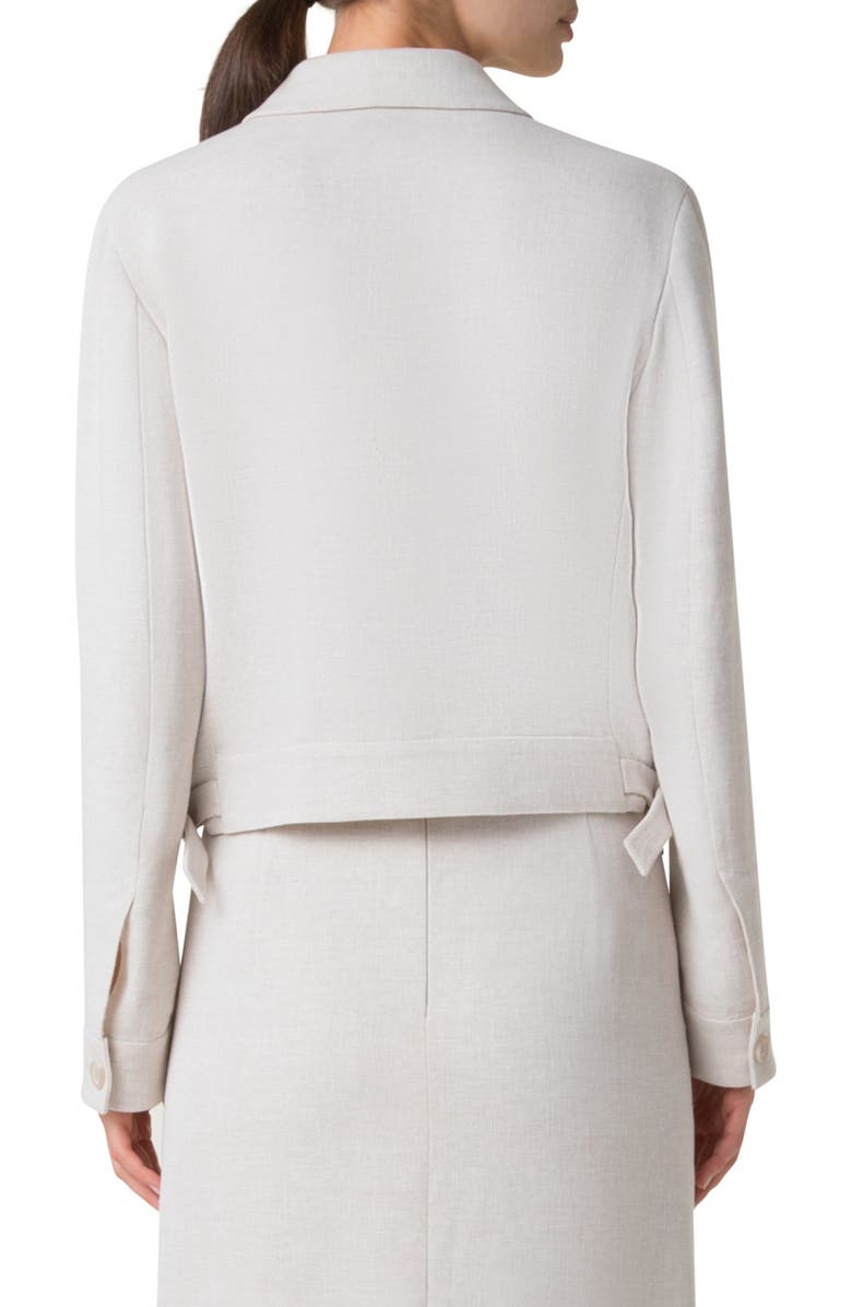 Akris Peer Crop Linen Blend Jacket, Alternate, color, Greige