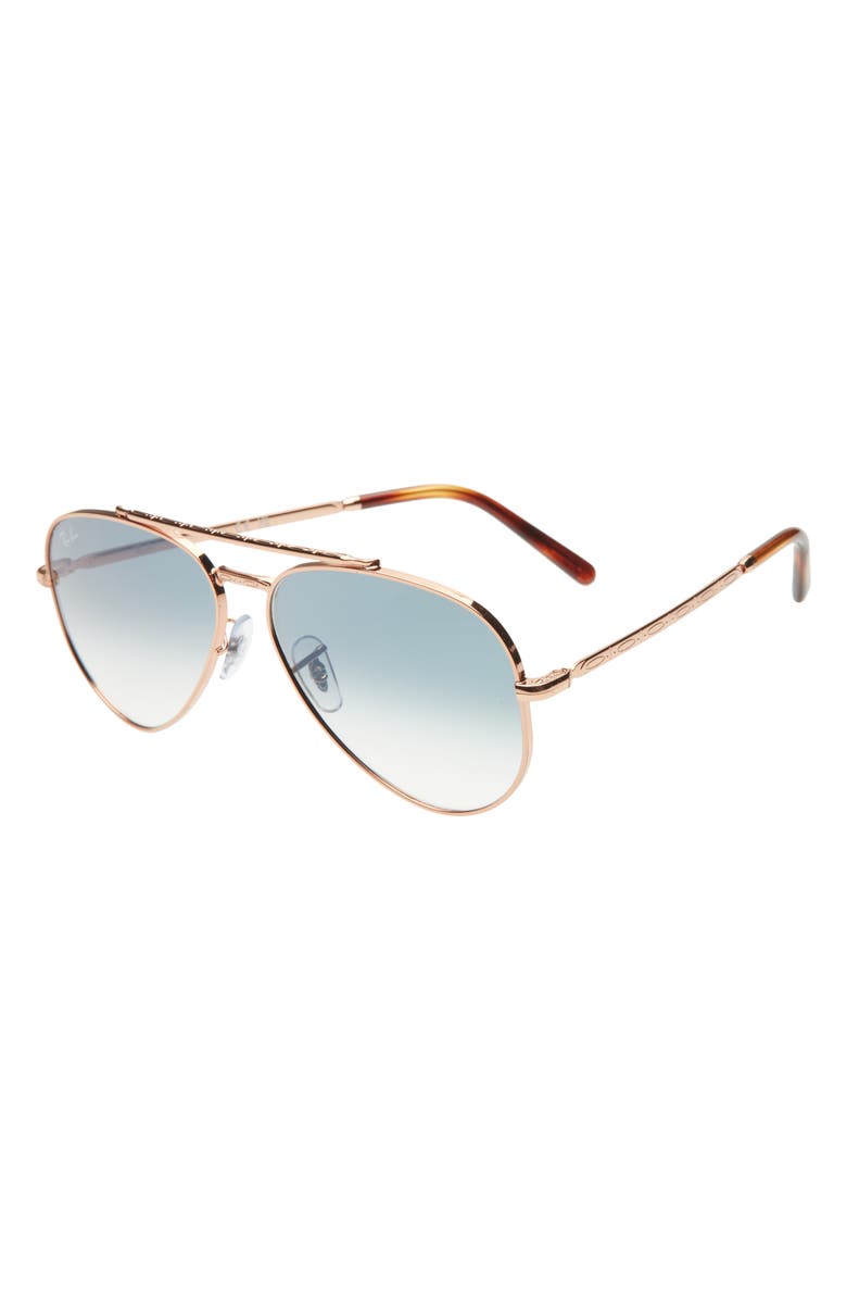 Ray-Ban New Aviator 58mm Gradient Sunglasses, Alternate, color, Rose Gold/Clear Gradient Blue