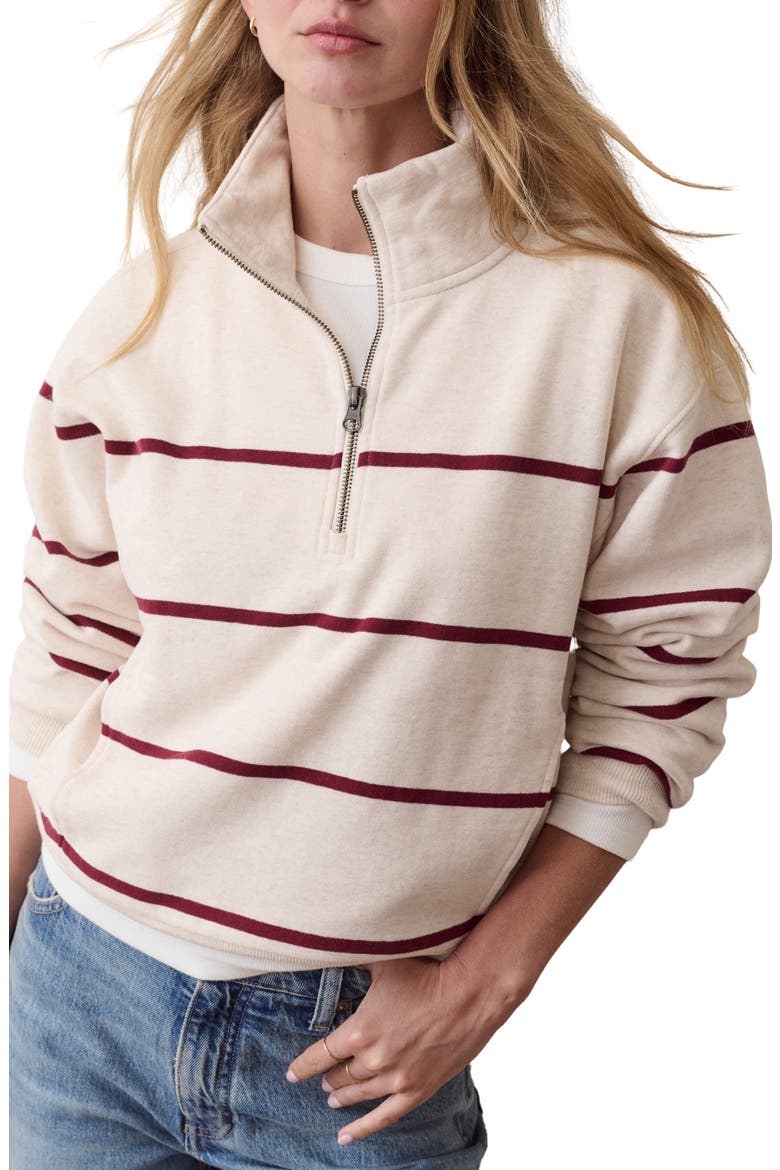 Cloud 9 Fleece Half Zip Pullover, Main, color, OATMEAL AND CABERNET