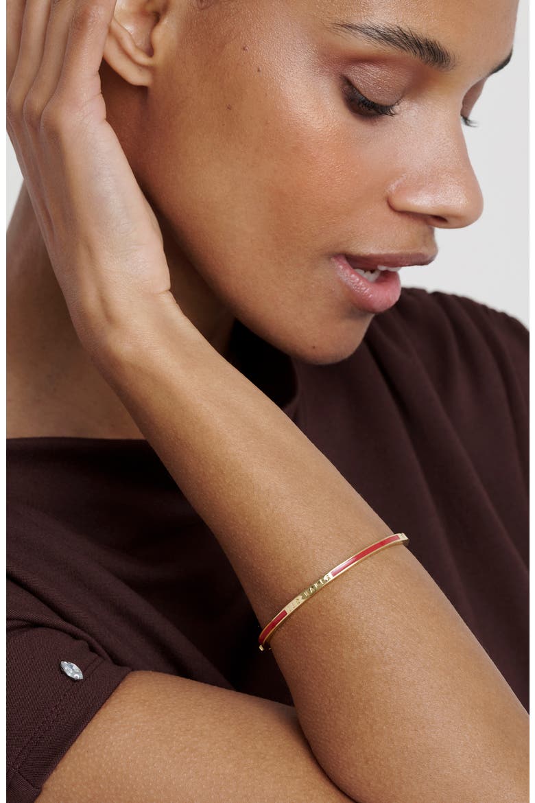 Roley Enamel Bangle, Alternate, color, GOLD TONE RED