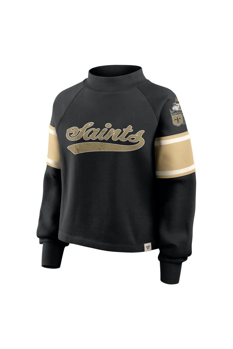 Women's Fanatics Black New Orleans Saints Oversized Hometown Toss Sweep Mock Neck Pullover, Alternate, color, Black