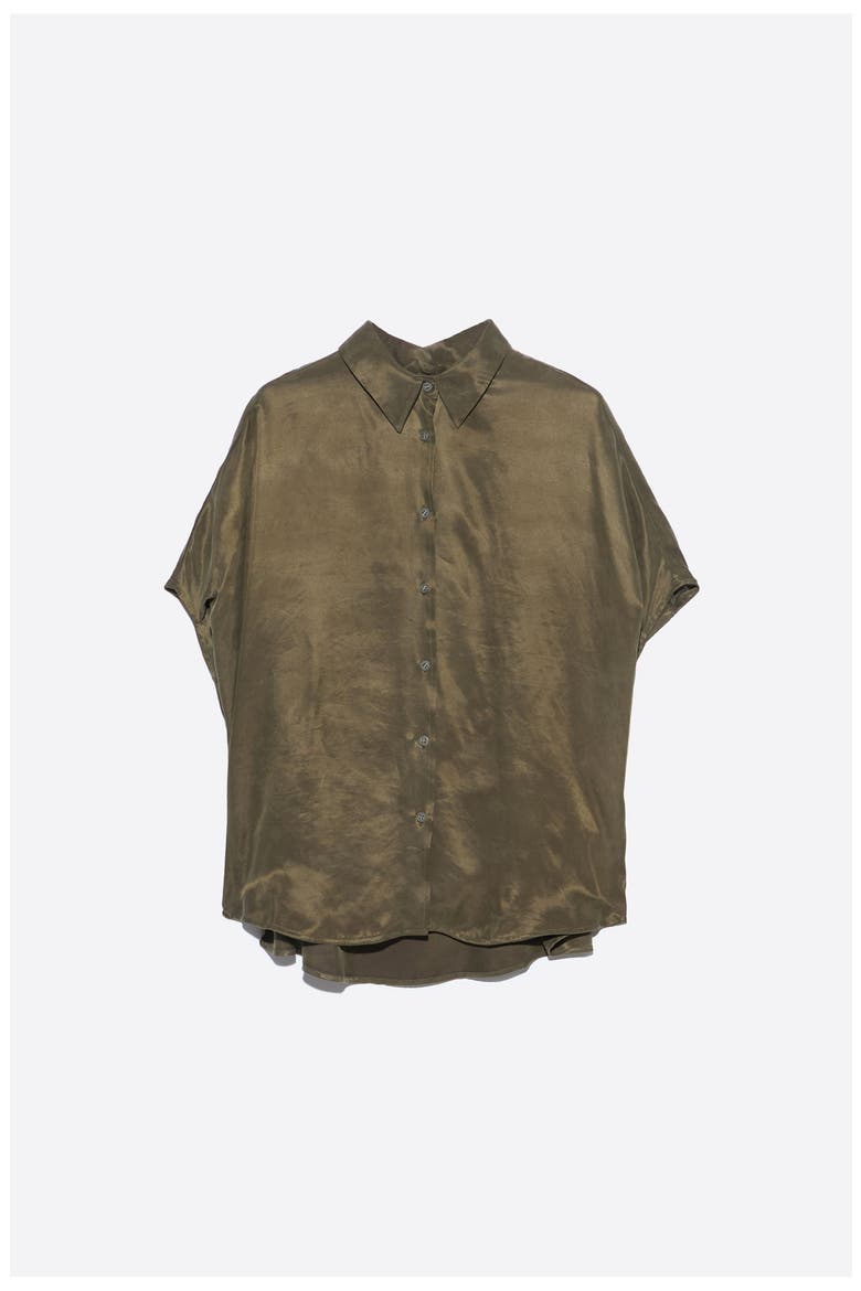 Draped Cape Shirt, Alternate, color, KHAKI
