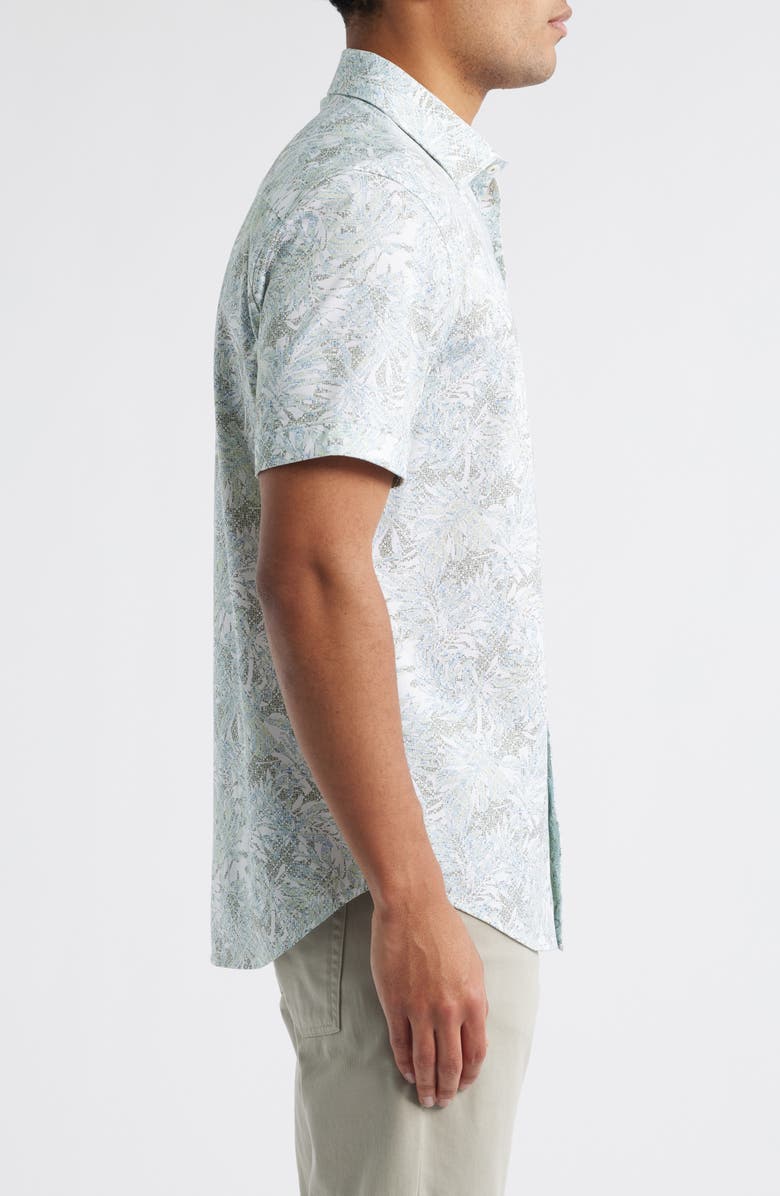 Bugatchi Miles OoohCotton<sup>®</sup> Abstract Print Short Sleeve Button-Up Shirt, Alternate, color, 