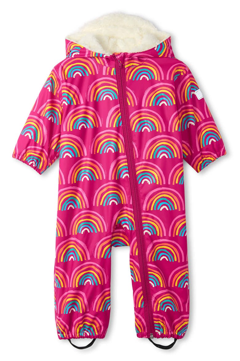 Rainy Rainbows Hooded Bunting, Main, color, FUCHSIA RED