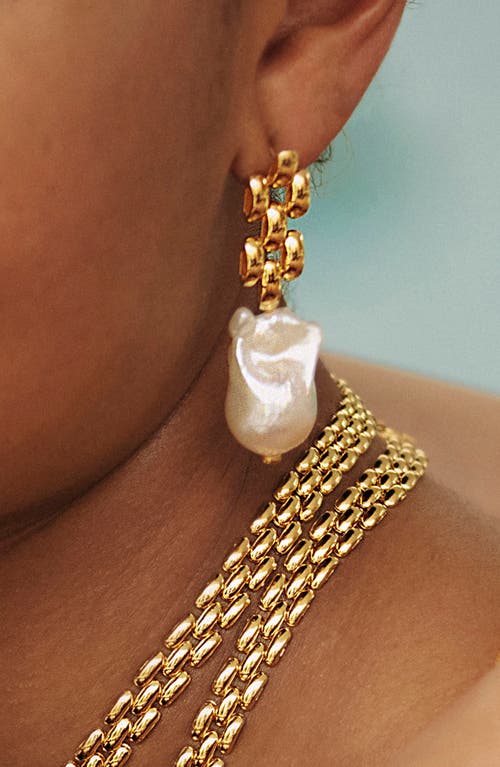 Monica Vinader Heirloom Baroque Pearl Drop Earrings In Gold