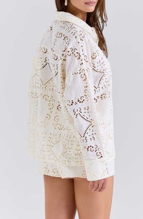 House Of Cb Womens White Samah Broderie Anglaise Cotton Shirt In White