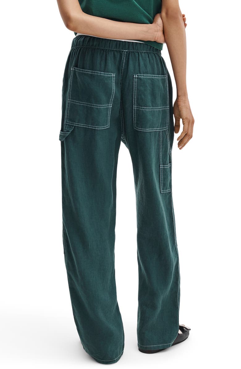 rag & bone Atlas Linen Drawstring Carpenter Pants, Alternate, color, Forest