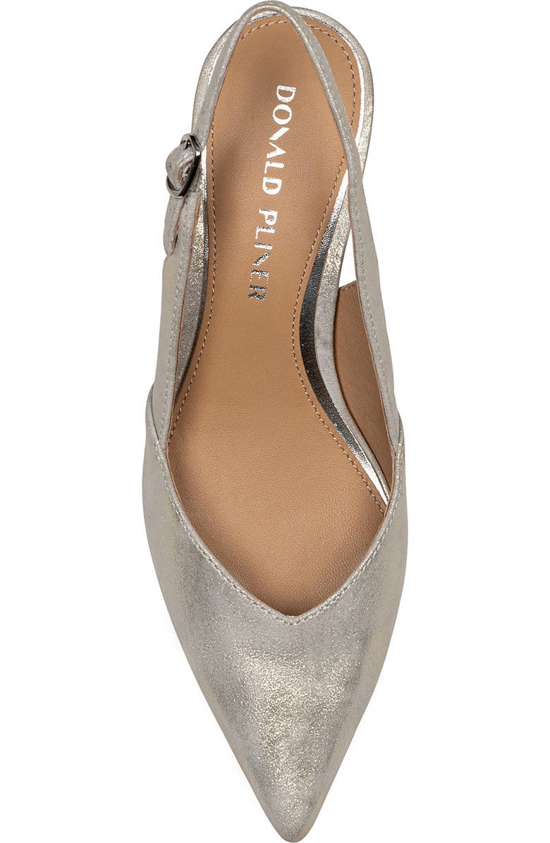 Donald Pliner Sodashi Snakeskin Embossed Pointed Toe Slingback Pump, Alternate, color, Silver