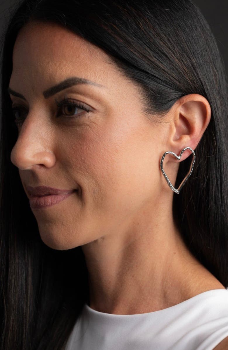 MacRae & Co. Open Heart Drop Earrings, Alternate, color, Silver
