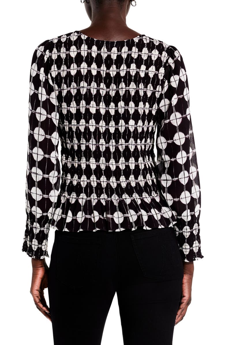 NIC+ZOE Dot Smocked Chiffon Top, Alternate, color, Black Multi