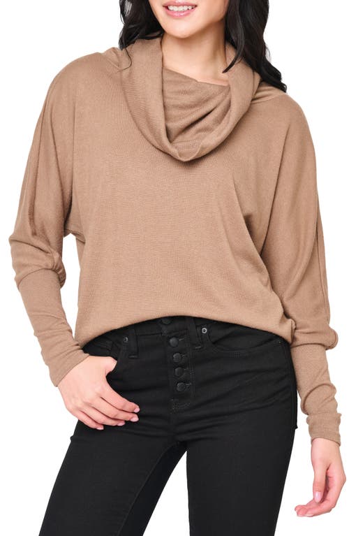 Gibsonlook Cozy Up Cowl Neck Sweater In Brown