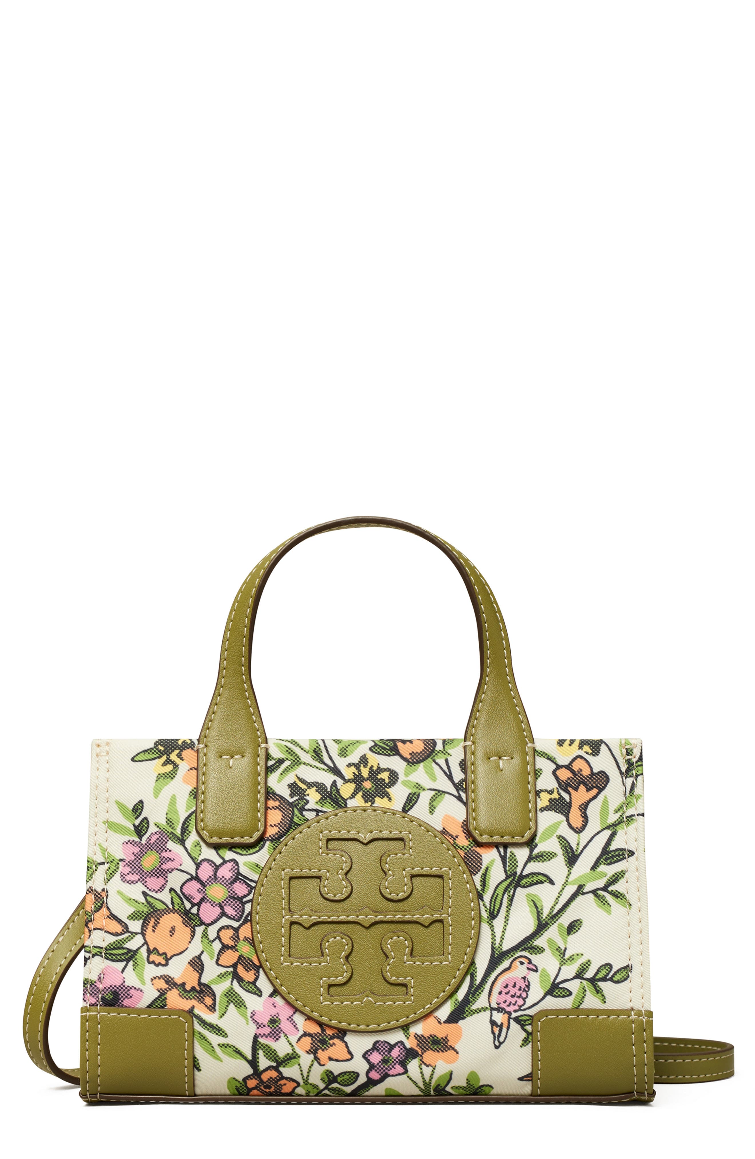 Tory Burch Ella Floral Print Micro Tote, Main, color, 