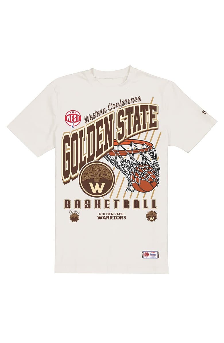 New Era Men's New Era Cream Golden State Warriors Oversized City Edition Remix Vintage T-Shirt, Alternate, color, Cream