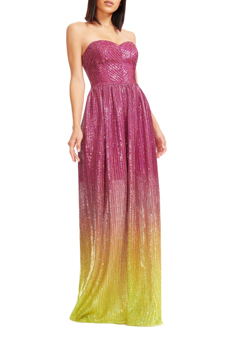 Audrina Sequin Straples Gown, Alternate, color, RASPBERRY-LEMON