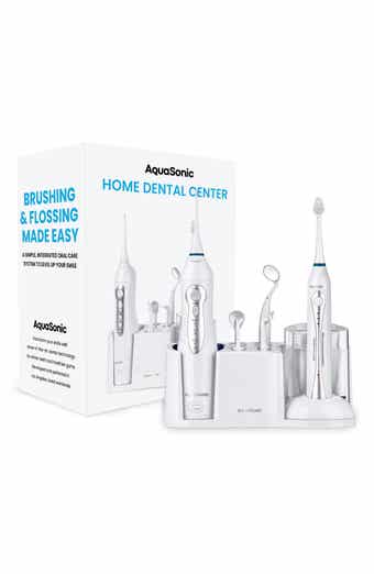 AQUASONIC Home Dental Center Ultra Sonic Rechargeable Electric Toothbrush & Smart Water Flosser