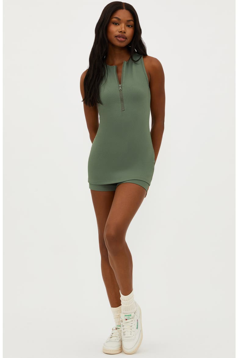 Olina Textured Back Cutout Romper, Alternate, color, QUEEN PALM WAFFLE